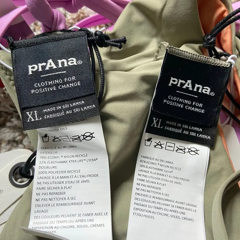 Prana Tulum & Willow Falls Reversible Top XL Black Color Block Waves Swim Set